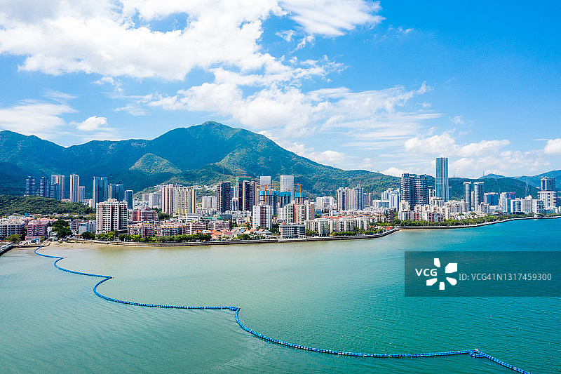 香港沙头角（与深圳接壤的禁区）航拍图片素材