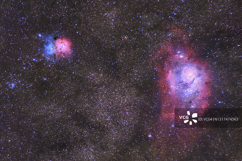 礁湖和三裂星云（梅西耶8和梅西耶20）图片素材