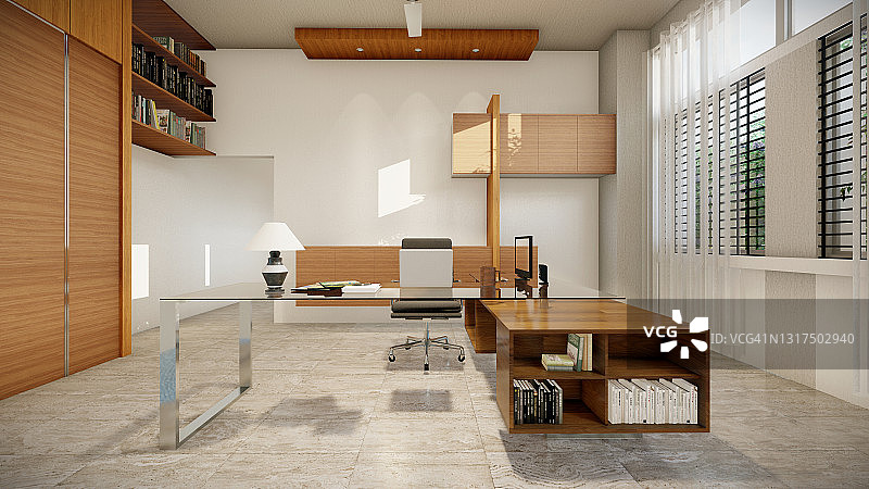 现代创意工作区3D渲染图图片素材