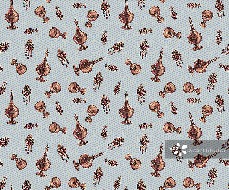 中世纪珠宝中的铜、金、青铜图片素材