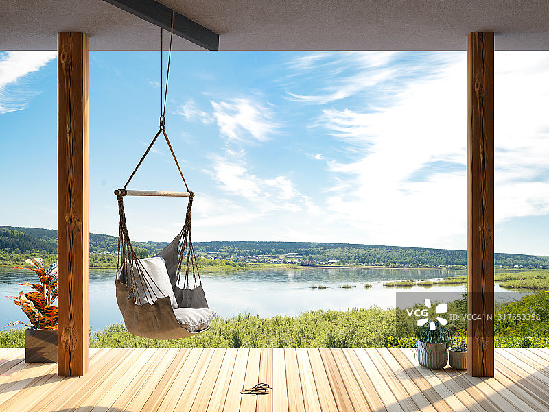 在吊床椅上放松图片素材