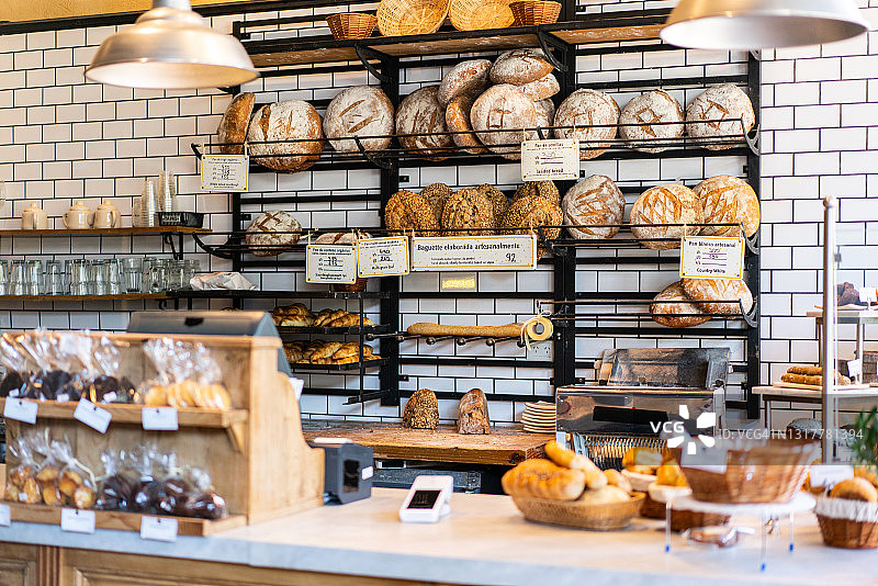 面包店食品展示区内部图片素材