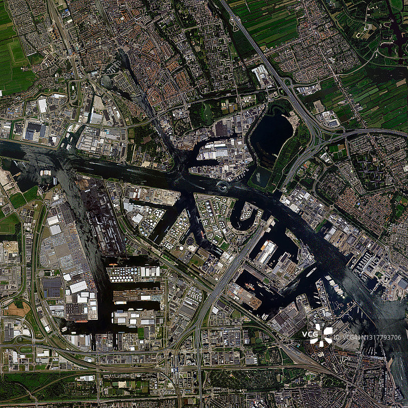 荷兰阿姆斯特丹的卫星图像图片素材