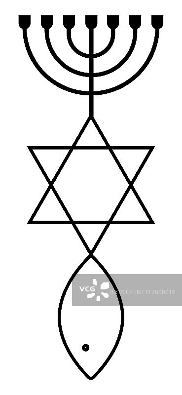 犹太宗教符号：烛台、大卫之星图片素材