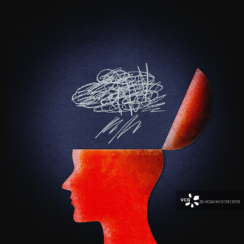 头部的涂鸦云图片素材