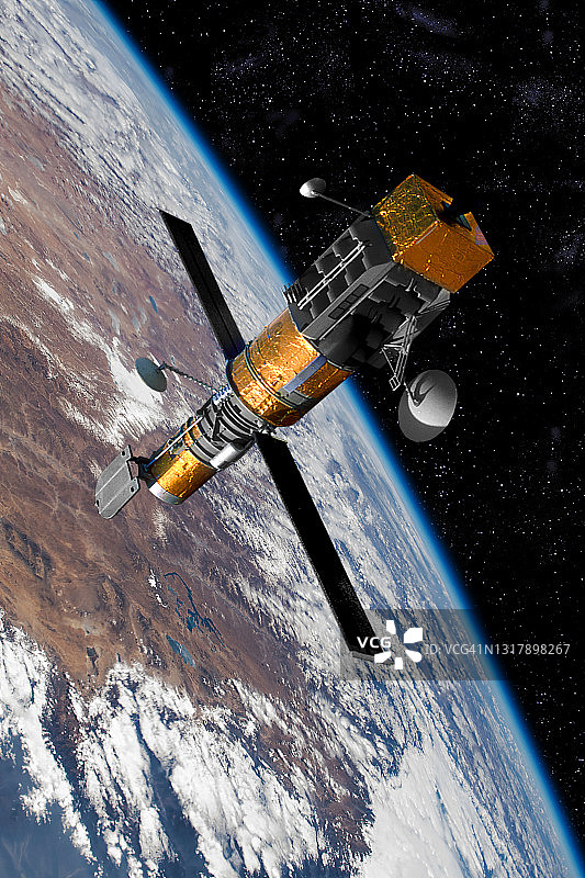 地球轨道上的军用侦察卫星图片素材