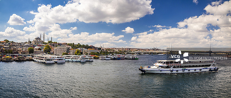 从加拉塔桥看到的伊斯坦布尔夜景图片素材