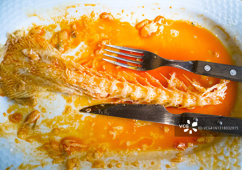 盘子里的鳕鱼骨图片素材