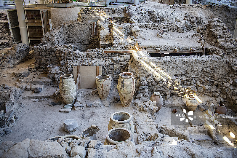 希腊圣托里尼岛阿克罗蒂里史前遗址图片素材