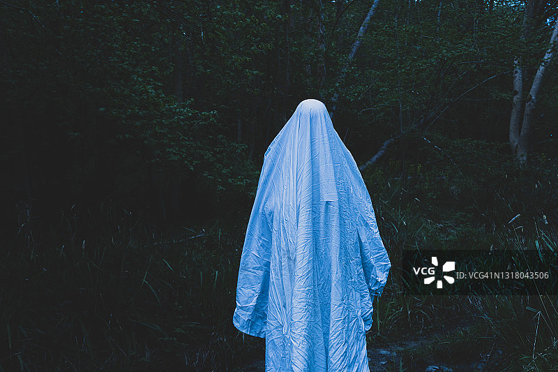 阴森恐怖：幽灵在森林中图片素材