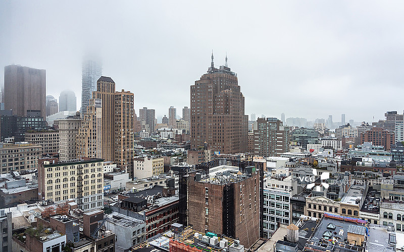 雾中的纽约翠贝卡区景色图片素材