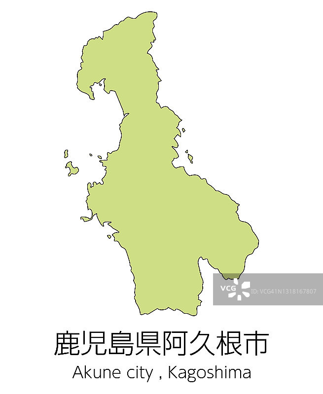 日本鹿儿岛县阿久根市地图图片素材