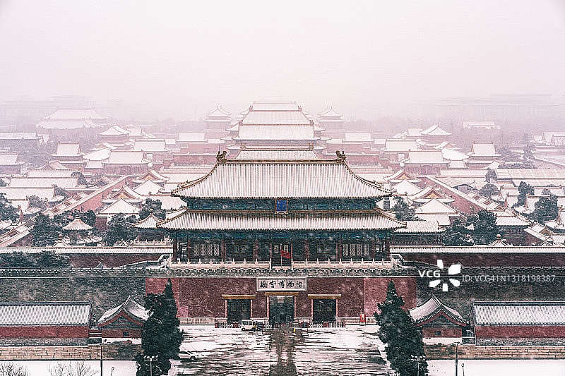 中国北京雪中的故宫图片素材