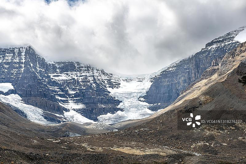加拿大落基山脉贾斯珀国家公园，基奇纳山和K2山冰川山景图片素材