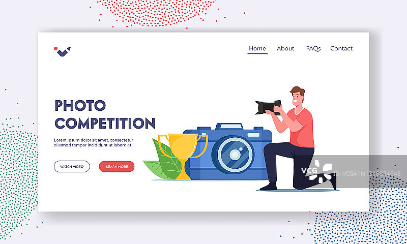 摄影比赛着陆页模板：摄影师参与摄影比赛拍摄照片图片素材