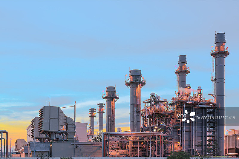 发电厂的暮色照片图片素材
