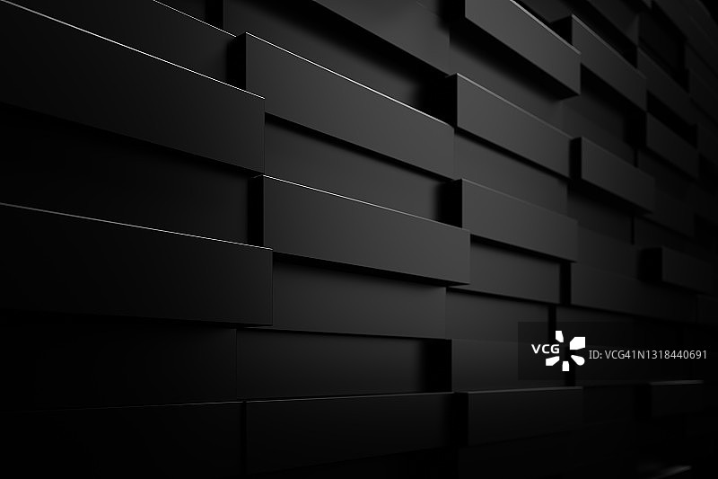 有光泽的黑色错位砖墙图片素材
