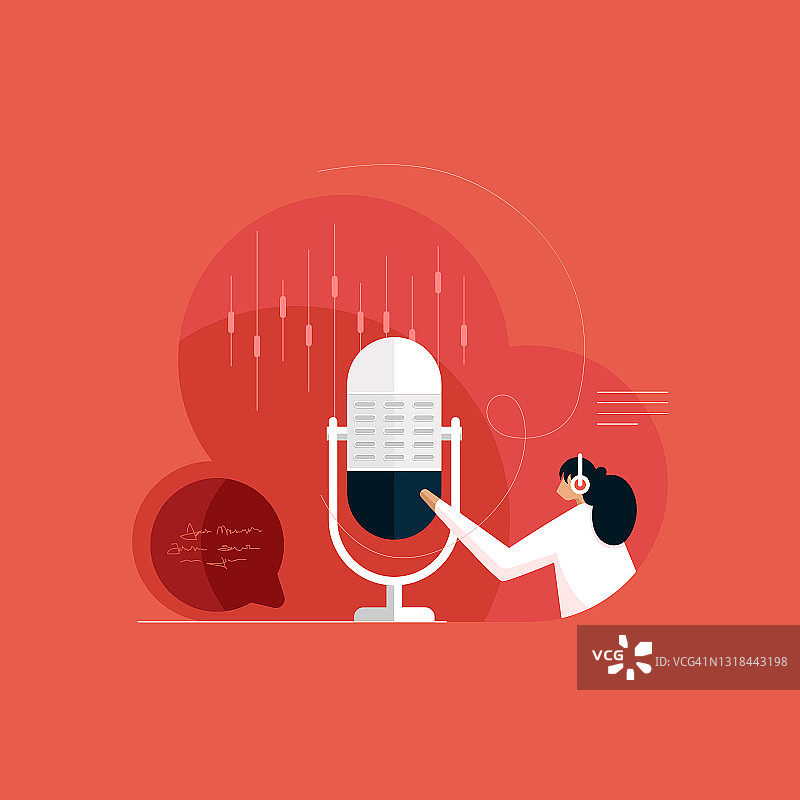 配备广播技术的录音棚：直播电台播客麦克风图片素材