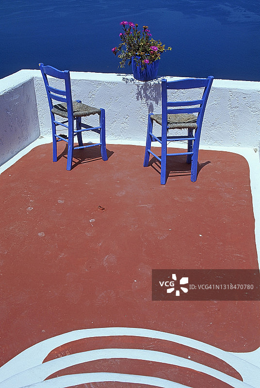 希腊圣托里尼岛的休闲场所图片素材