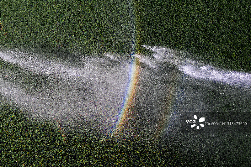 从空中俯瞰的农业喷头，英国图片素材