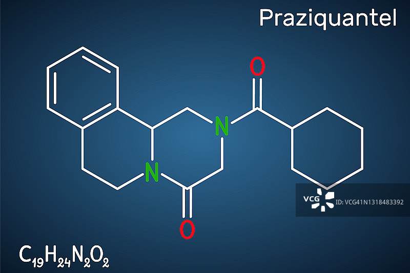 吡喹酮分子结构化学式图片素材