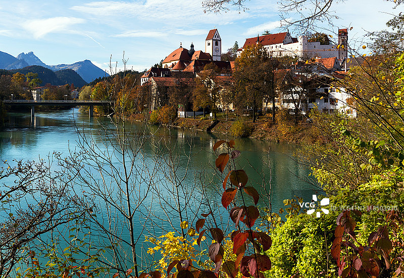 德国菲森古镇和莱希河（巴伐利亚）图片素材