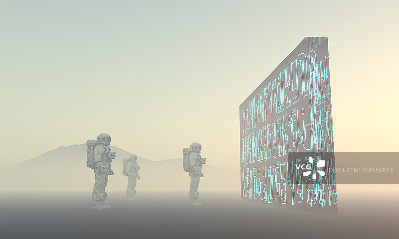 宇航员发现外星文明标志图片素材