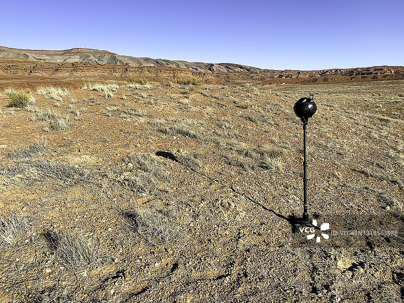 犹他州Mexican Hat山谷中的360 VR相机图片素材