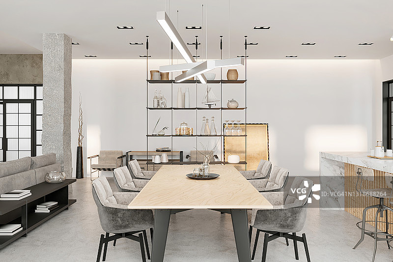 现代公寓餐厅室内设计图片素材