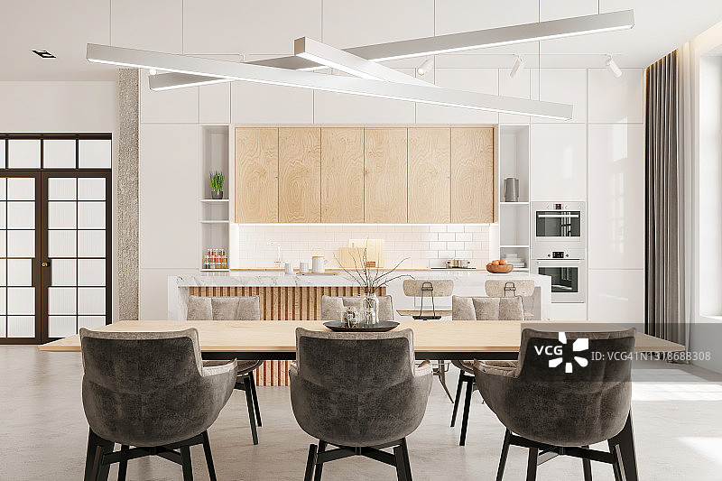 现代公寓厨房内景图片素材