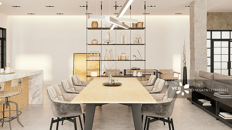 现代公寓餐厅室内设计图片素材