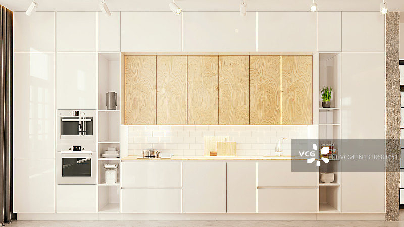 现代公寓厨房内景图片素材