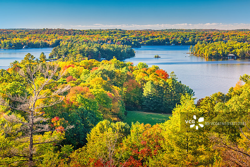 加拿大安大略马斯科卡湖秋景图片素材