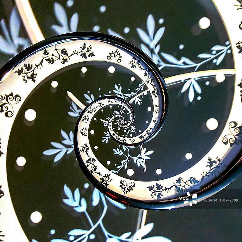 德罗斯特效应花卉图案钟面图片素材