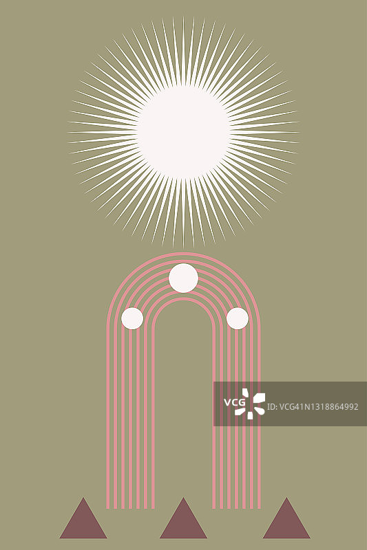 彩虹拱门波西米亚风格印花图片素材