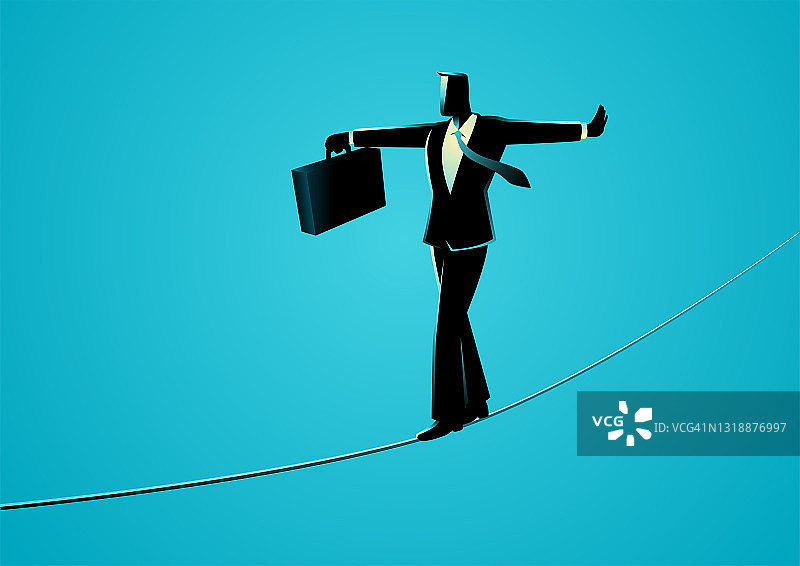 走在绳索上的商人图片素材