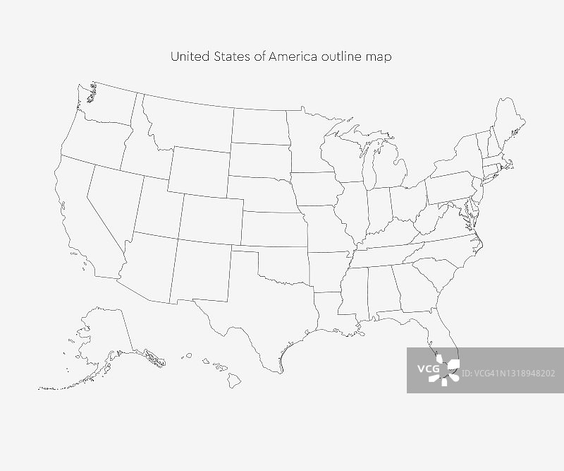 美利坚合众国地图，美国矢量地图图片素材