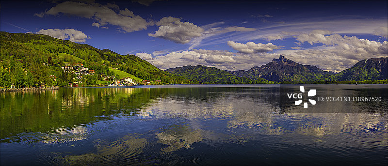 风景如画的乡村：奥地利蒙德塞附近。图片素材