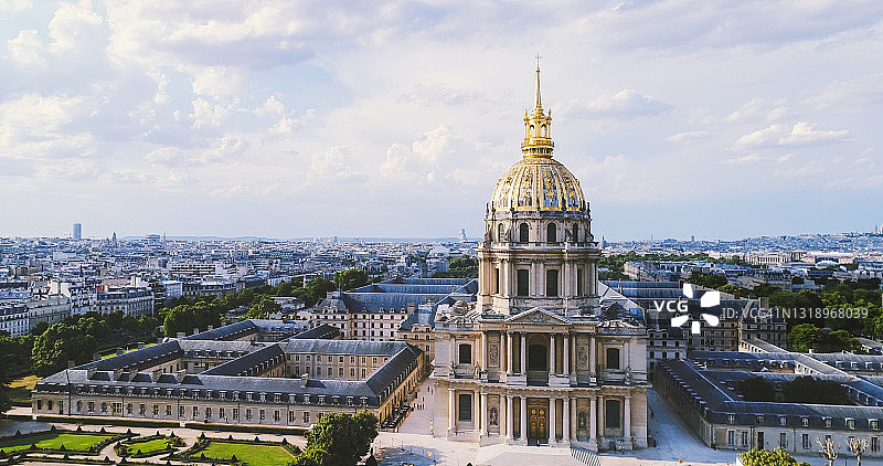 巴黎天际线与荣军院航拍图片素材
