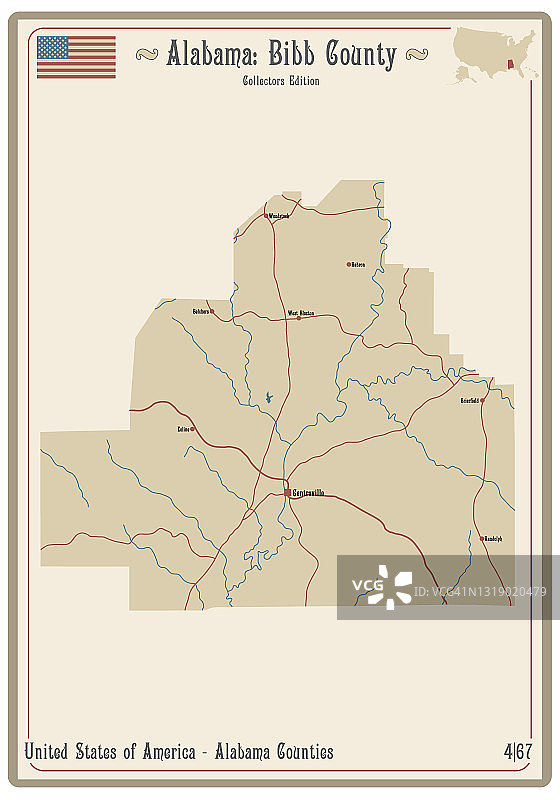 阿拉巴马州比布县地图图片素材
