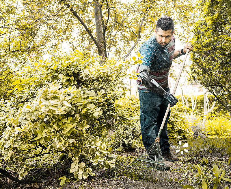截肢者城市的园丁图片素材