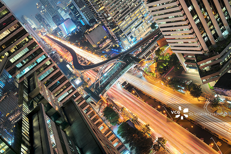 泰国曼谷夜景科技速度感背景图片素材