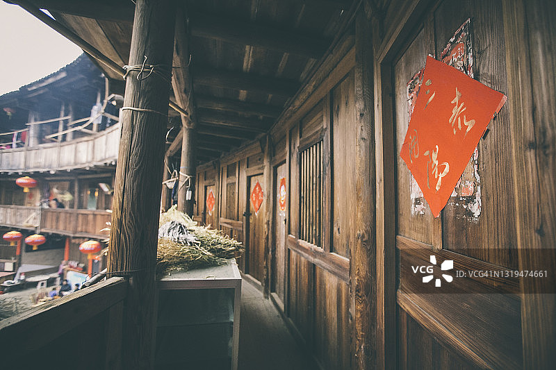 福建土楼内部走廊景观图片素材