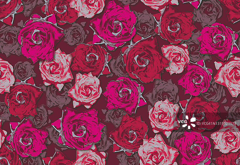 粉色玫瑰图案无缝背景图片素材