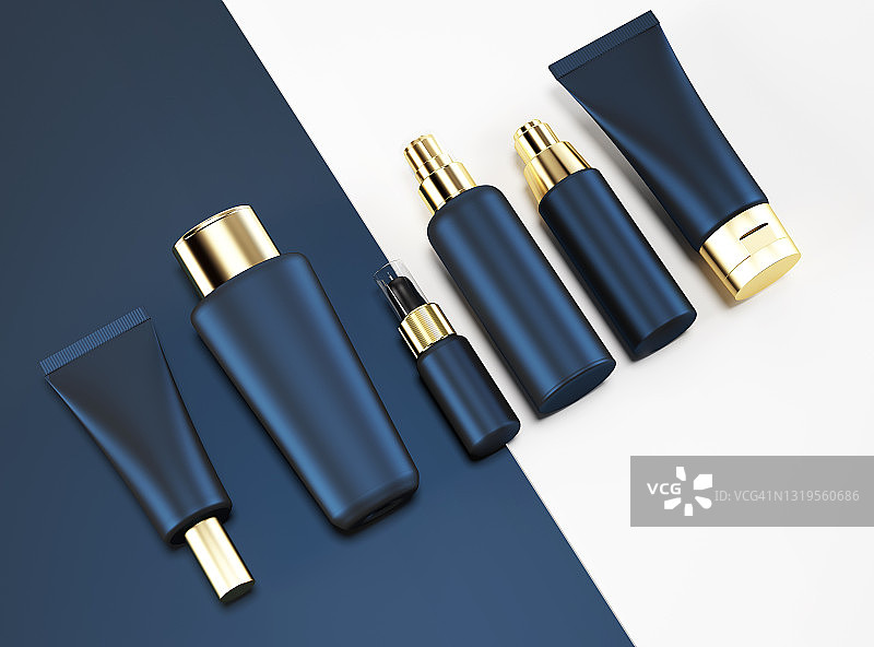 护肤品展示：空白包装模型，商业展示图片素材