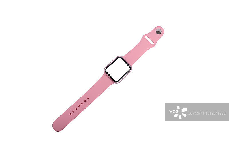 白色背景上的粉色智能手表图片素材