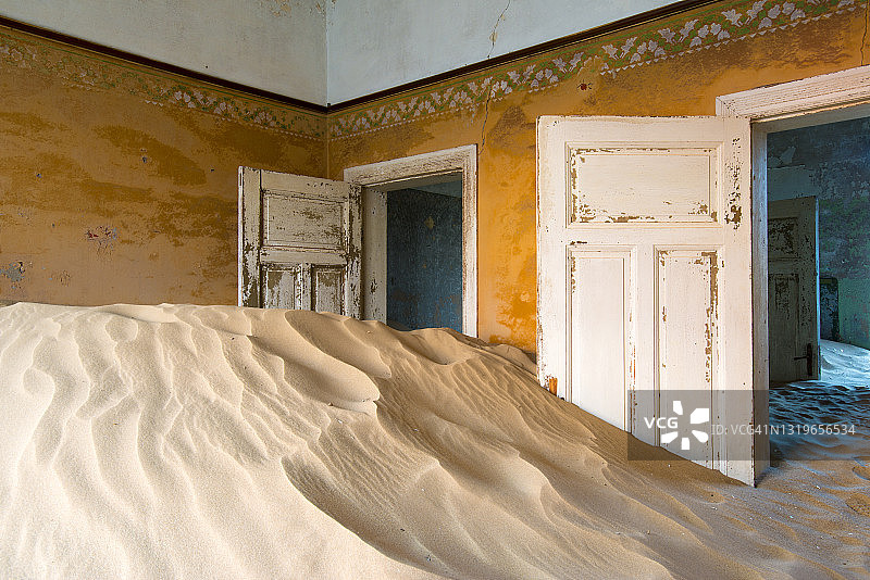 废弃钻石矿业鬼镇科尔曼斯科普的建筑物内部图片素材