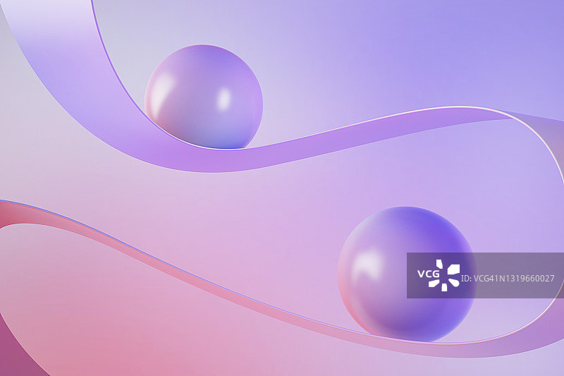 紫色和粉色球体滑动的3D插画图片素材