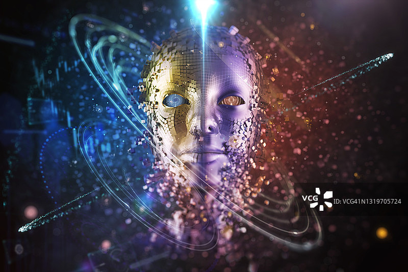 利用大数据制作的AI机器人面部图片素材