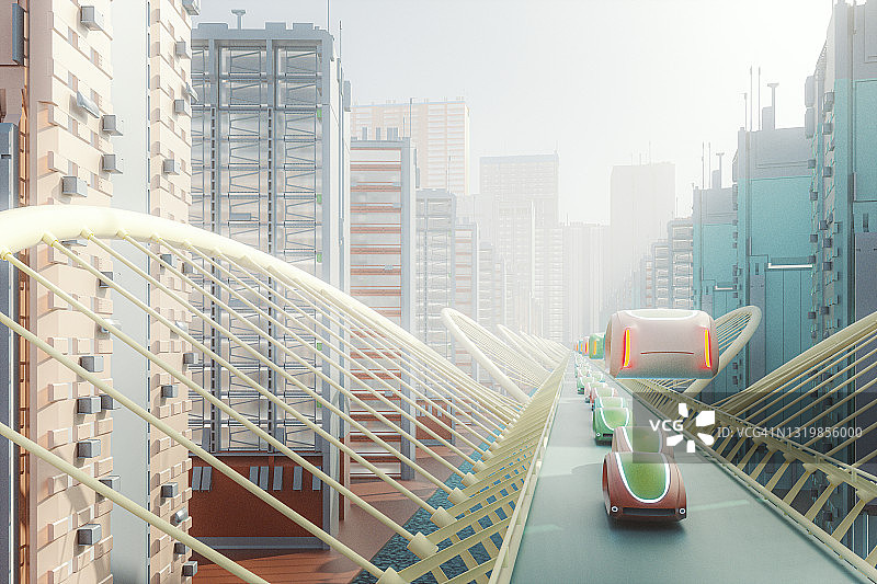 未来感绿色城市交通图片素材